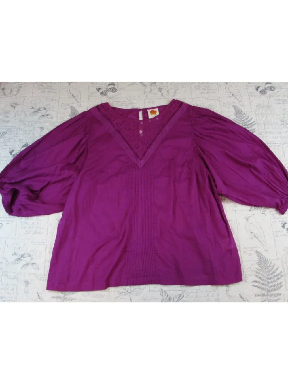 NEW Anthropologie Farm Rio Kelsie Peasant Blouse Puff Sleeve Lace Boho Plus 1X